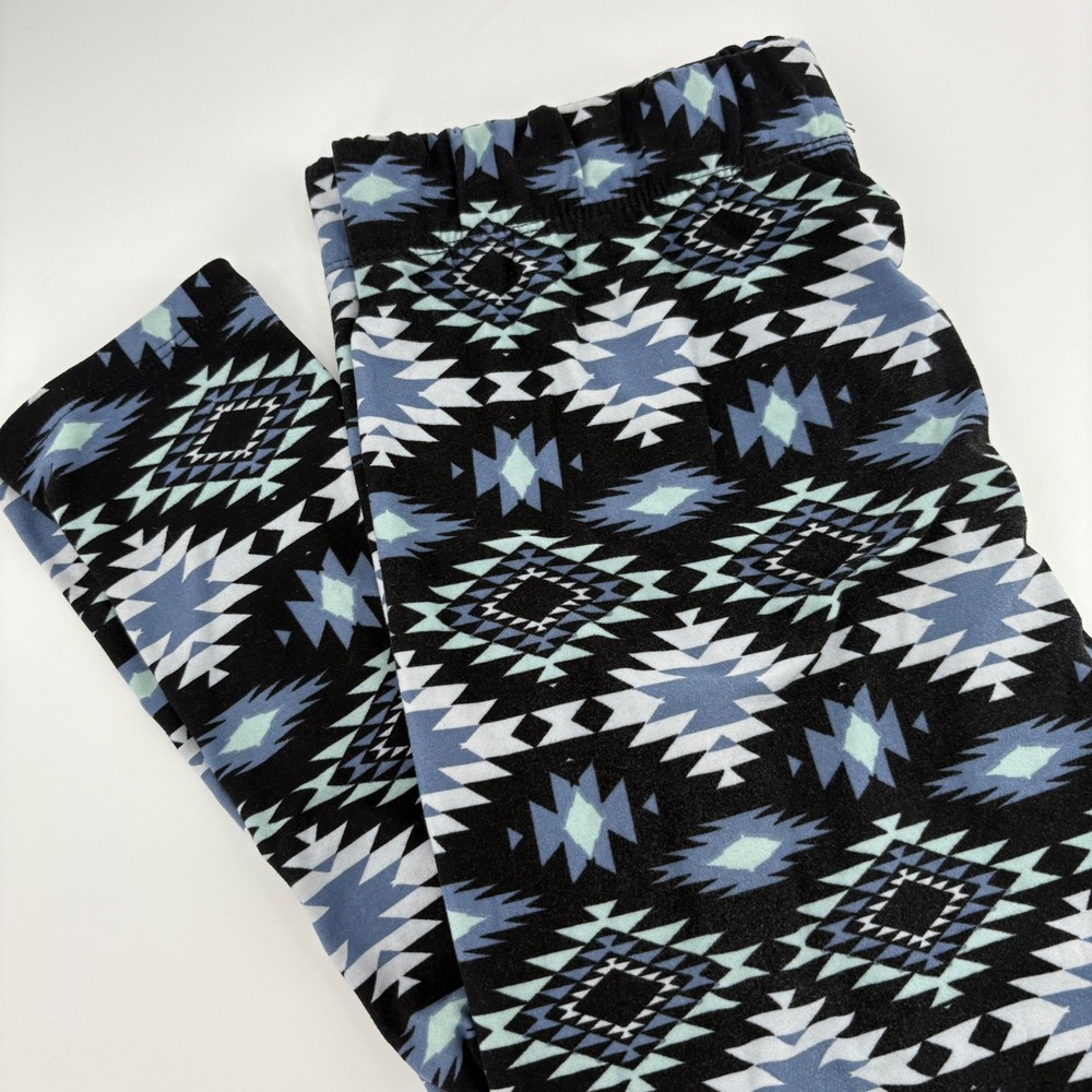 Justify Womens XL Southwestern Aztec Print Black Blue Leggings‎